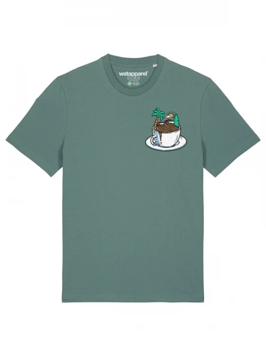 Foto van product Watapparel Shirt 'Coffee Waves' bruin / groen / smaragd / wit