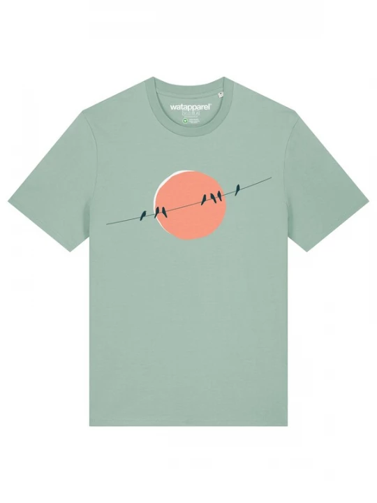 Foto van product Watapparel Shirt 'Countryside 01' pastelblauw / zalm roze / zwart