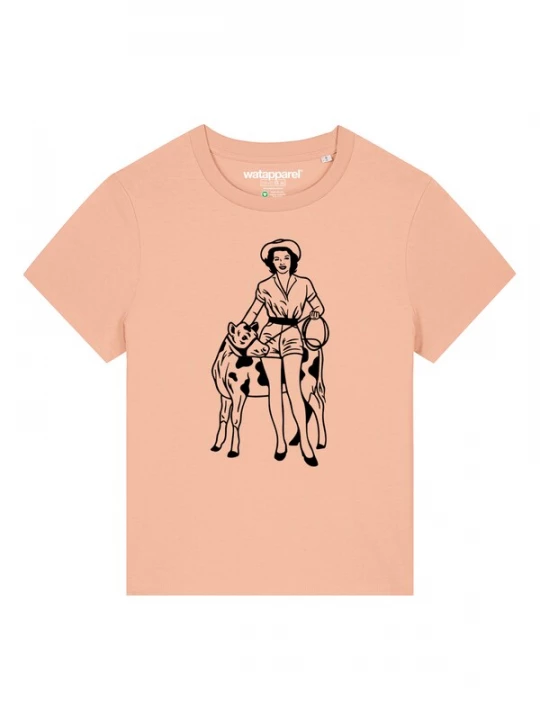 Foto van product Watapparel Shirt 'Cowgirl' abrikoos / zwart