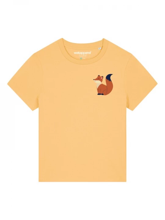 Foto van product Watapparel Shirt ' Cute Fox ' lichtgeel / gemengde kleuren