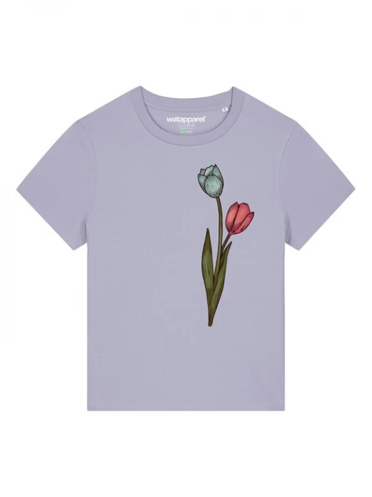 Foto van product Watapparel Shirt cyaan blauw / olijfgroen / lichtlila / framboos