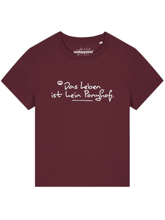 Foto van product Watapparel Shirt 'Das Leben Ist Kein Ponyhof' bordeaux / wit