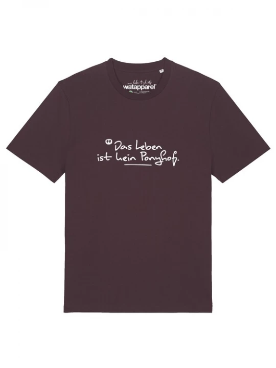 Foto van product Watapparel Shirt 'Das Leben Ist Kein Ponyhof' karmijnrood / wit