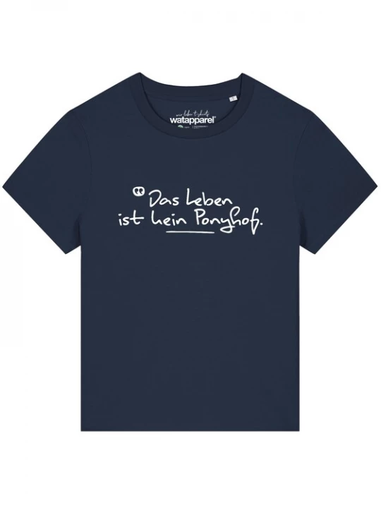 Foto van product Watapparel Shirt 'Das Leben Ist Kein Ponyhof' navy / wit