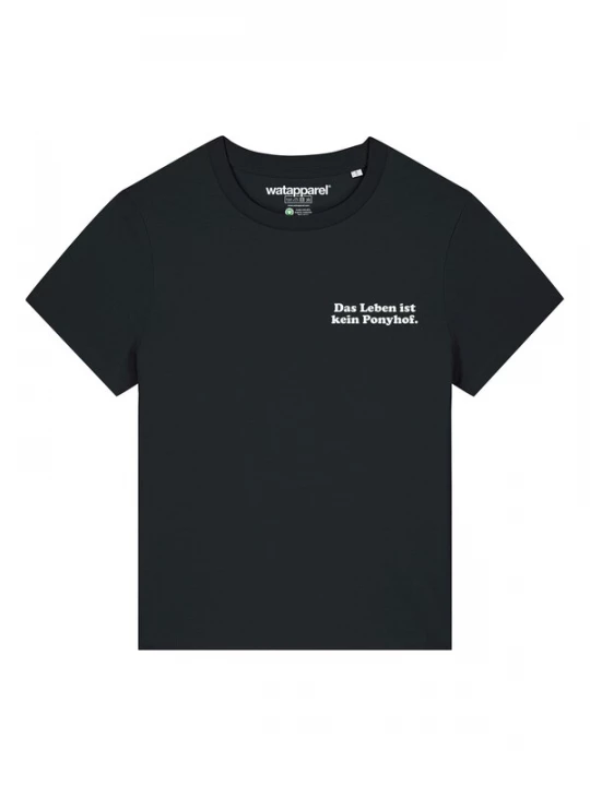 Foto van product Watapparel Shirt 'Das Leben Ist Kein Ponyhof' zwart / wit
