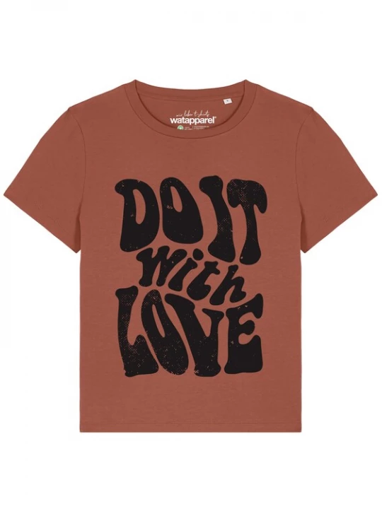 Foto van product Watapparel Shirt 'Do it with love' roestrood / zwart