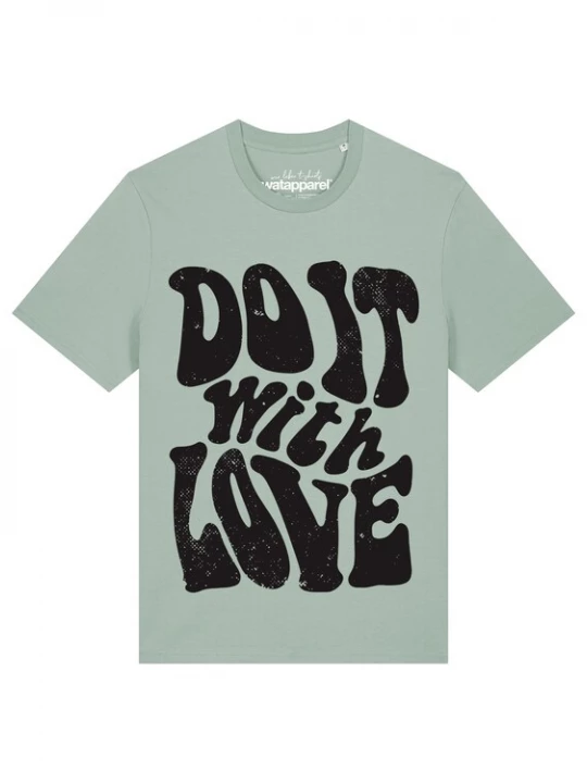Foto van product Watapparel Shirt 'Do it with love' turquoise / zwart
