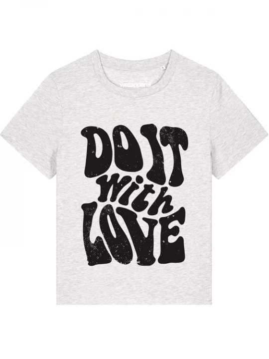 Foto van product Watapparel Shirt 'Do it with love' zwart / wit gemêleerd
