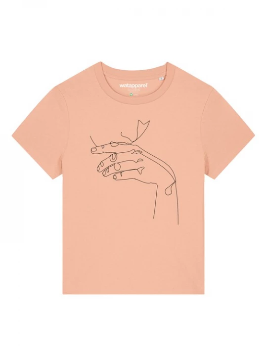 Foto van product Watapparel Shirt ' Don't Hurt Yourself ' abrikoos / zwart