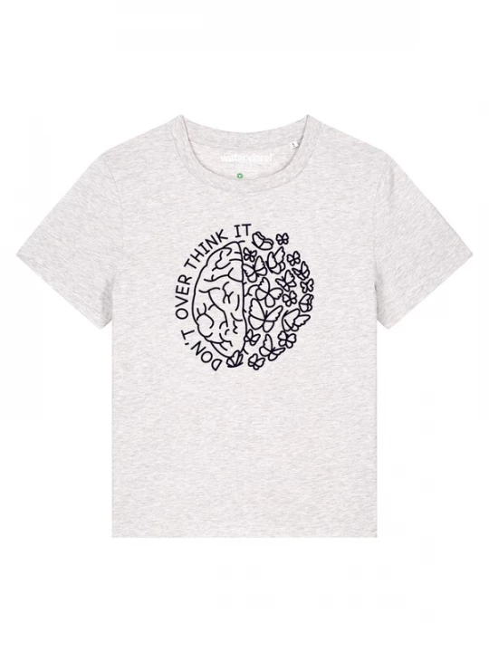Foto van product Watapparel Shirt 'Don't Overthink It' zwart / wit gemêleerd