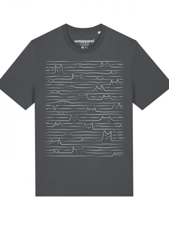Foto van product Watapparel Shirt 'Doodle Cats' antraciet / wit