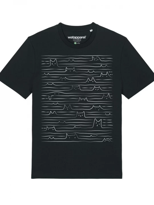 Foto van product Watapparel Shirt ' Doodle Cats ' zwart / wit