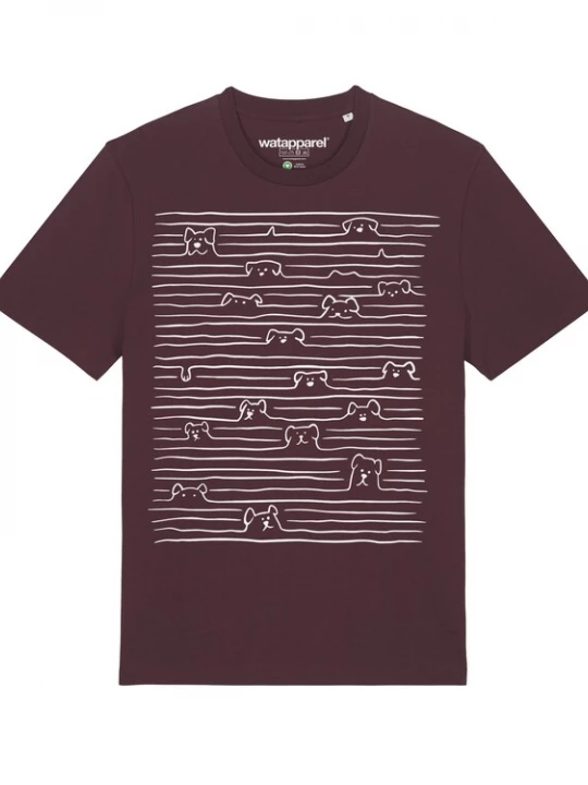 Foto van product Watapparel Shirt 'Doodle Dogs' donkerrood / wit
