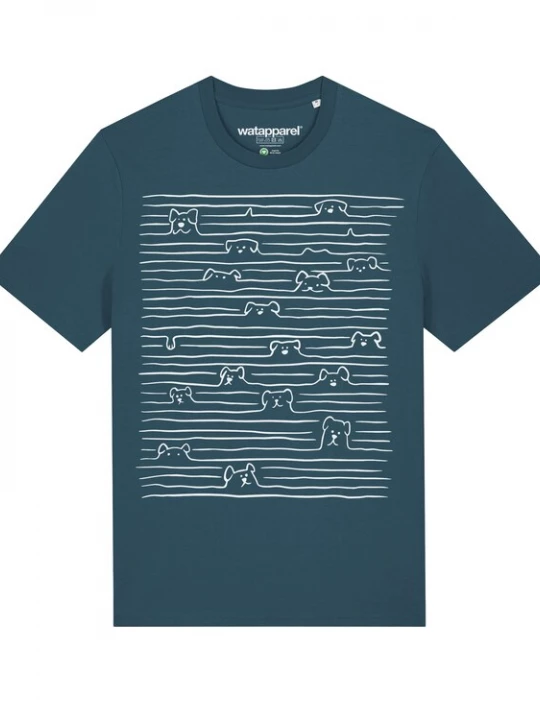 Foto van product Watapparel Shirt ' Doodle Dogs ' petrol / wit