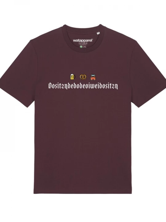 Foto van product Watapparel Shirt ' Dositzndedodeoiweidositzn ' donkerrood