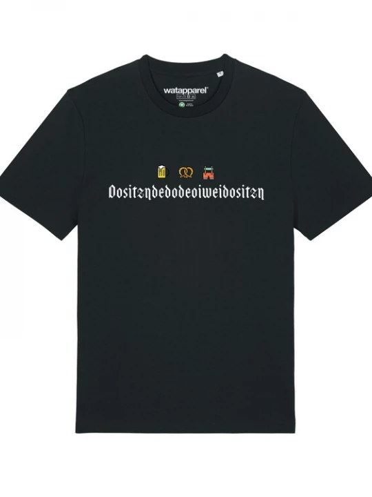 Foto van product Watapparel Shirt ' Dositzndedodeoiweidositzn ' gemengde kleuren / zwart