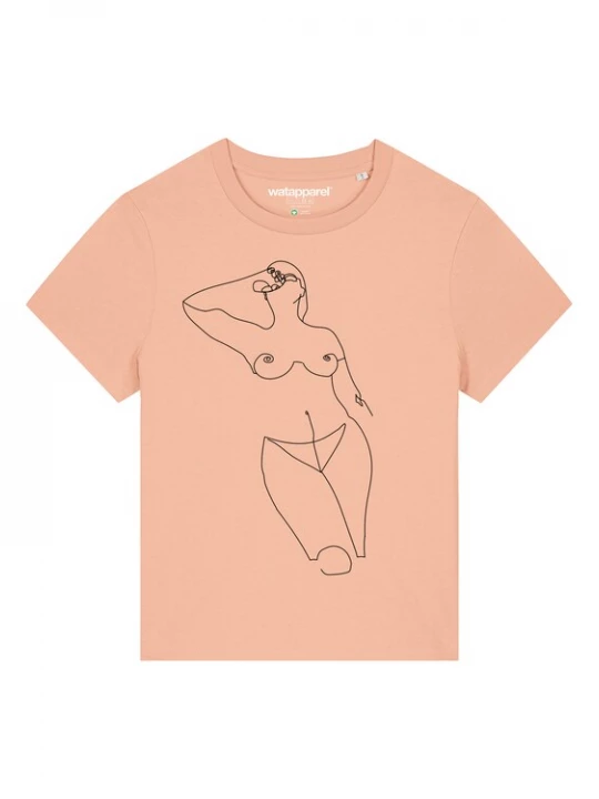 Foto van product Watapparel Shirt ' Eine Frau ' abrikoos / zwart