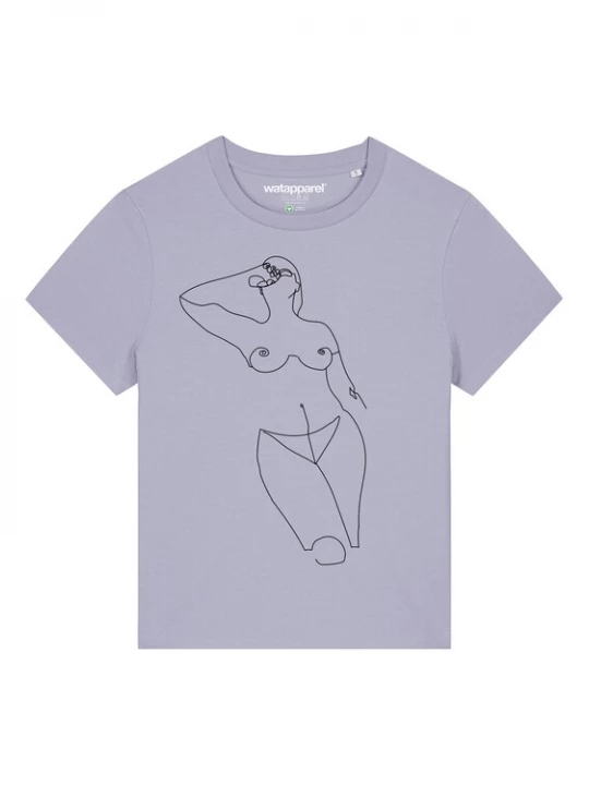 Foto van product Watapparel Shirt 'Eine Frau' sering / lavendel / zwart