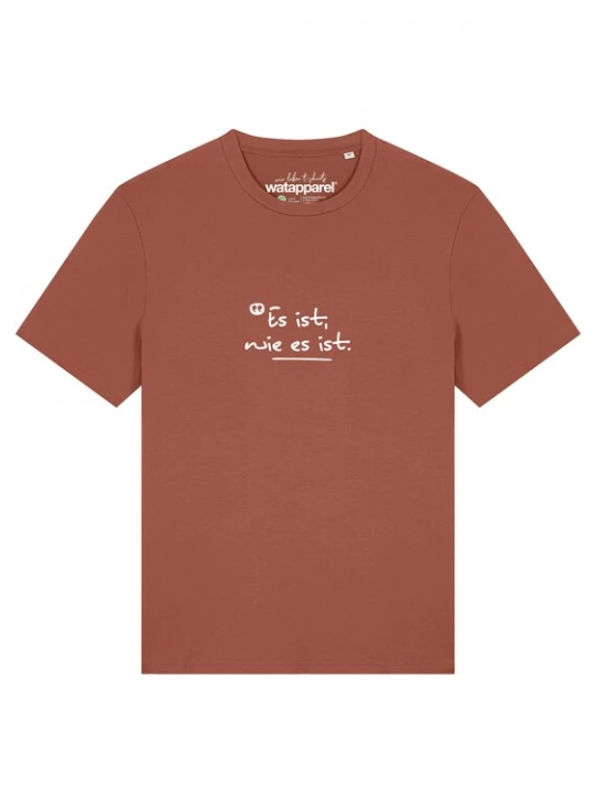 Foto van product Watapparel Shirt 'Es Ist Wie Es Ist' roestbruin / wit