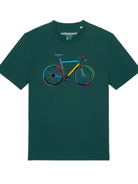 Foto van product Watapparel Shirt ' Fahrrad by night ' donkergroen / gemengde kleuren