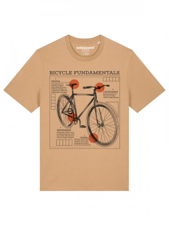 Foto van product Watapparel Shirt 'Fahrrad Grundlagen' beige / donkeroranje / zwart