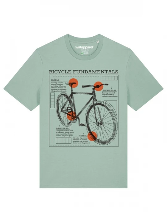 Foto van product Watapparel Shirt 'Fahrrad Grundlagen' mintgroen / kreeft / zwart