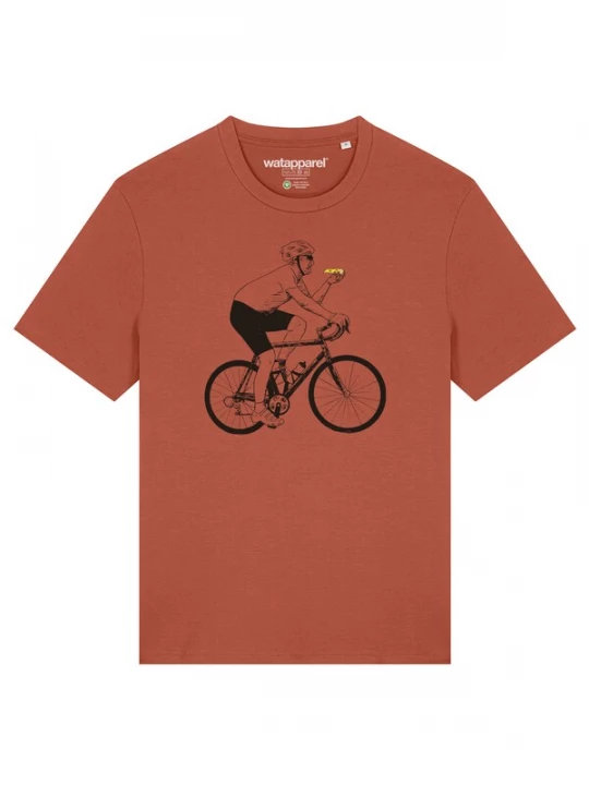 Foto van product Watapparel Shirt 'Fahrrad und Pizza' roestrood / zwart