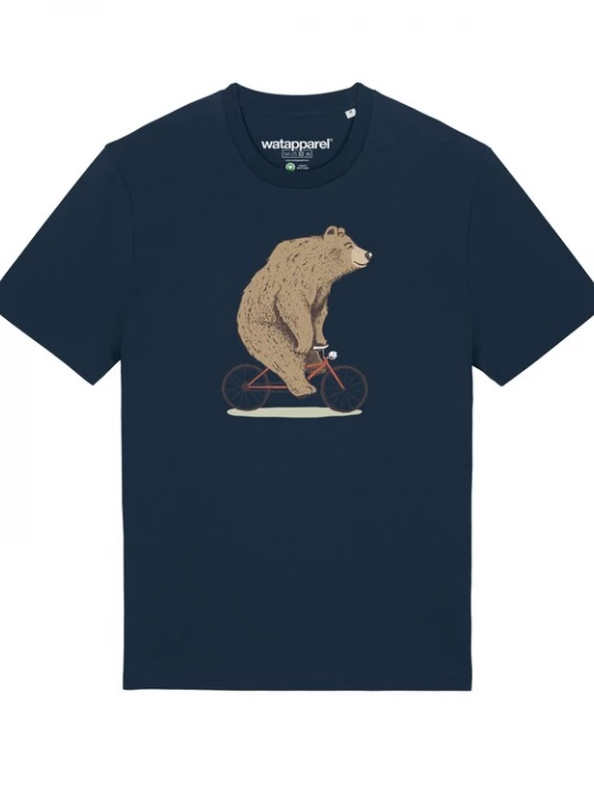 Foto van product Watapparel Shirt 'Fahrradbär' beige / donkerblauw / bruin / zwart