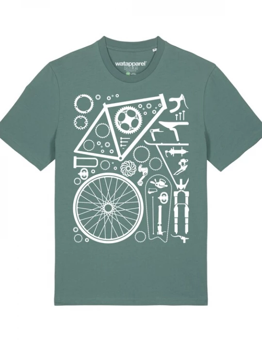 Foto van product Watapparel Shirt ' Fahrradteile ' groen / wit