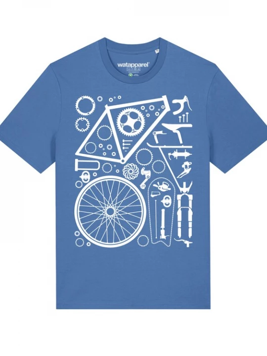Foto van product Watapparel Shirt ' Fahrradteile ' lichtblauw / wit
