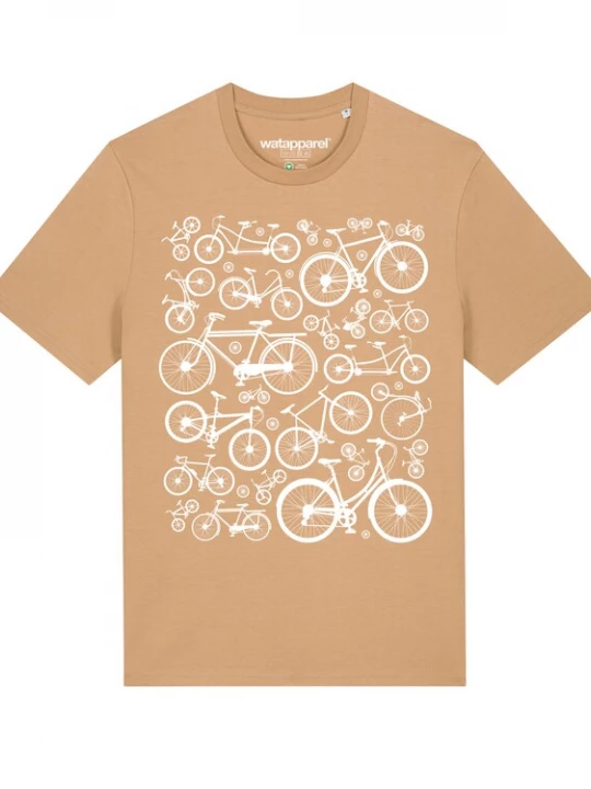 Foto van product Watapparel Shirt ' Fahrräder ' beige / wit