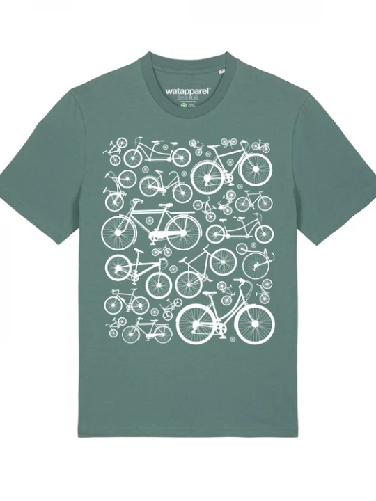 Foto van product Watapparel Shirt 'Fahrräder' groen / wit