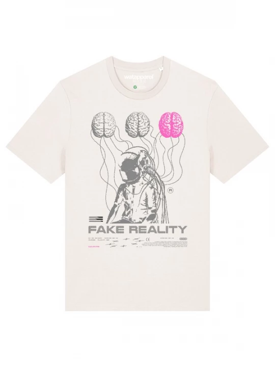 Foto van product Watapparel Shirt 'Fake Reality' grijs / pink / wit
