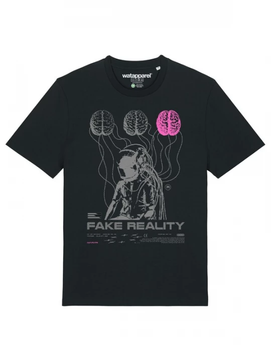 Foto van product Watapparel Shirt 'Fake Reality' grijs / pink / zwart
