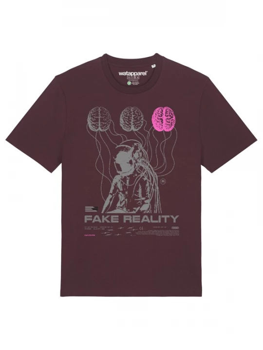 Foto van product Watapparel Shirt 'Fake Reality' grijs / rosa / donkerrood