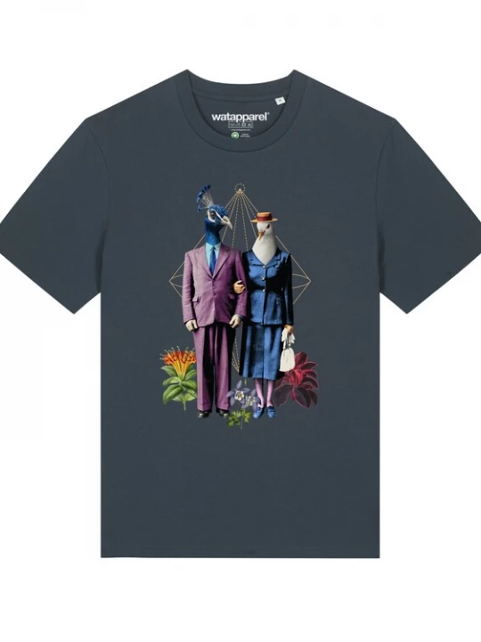 Foto van product Watapparel Shirt ' Fancy Birds ' antraciet / gemengde kleuren