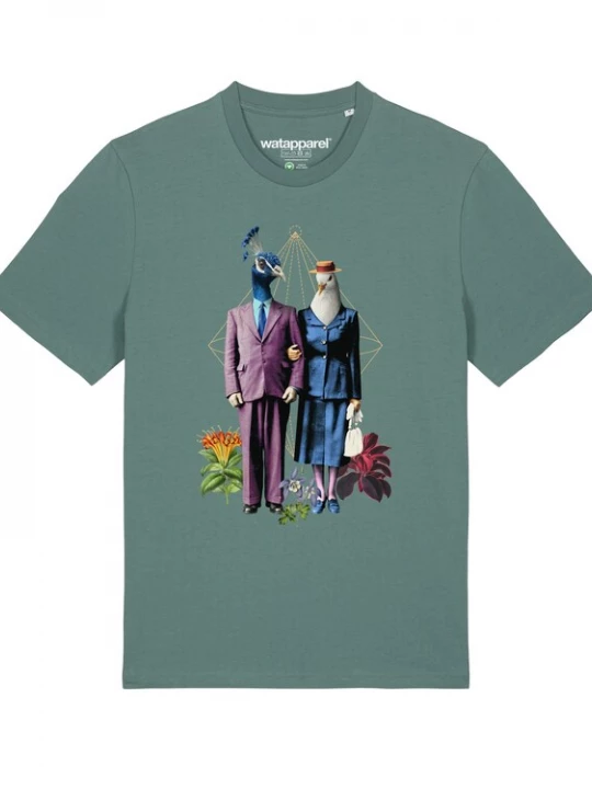 Foto van product Watapparel Shirt ' Fancy Birds ' groen / gemengde kleuren