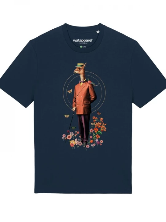 Foto van product Watapparel Shirt 'Fancy Llama' donkerblauw / geel / bessen / oranje / rosa