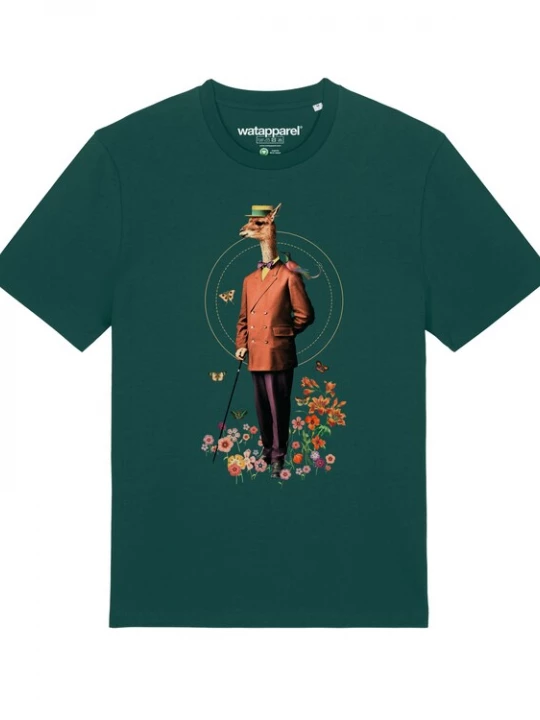 Foto van product Watapparel Shirt ' Fancy Llama ' donkergroen / gemengde kleuren