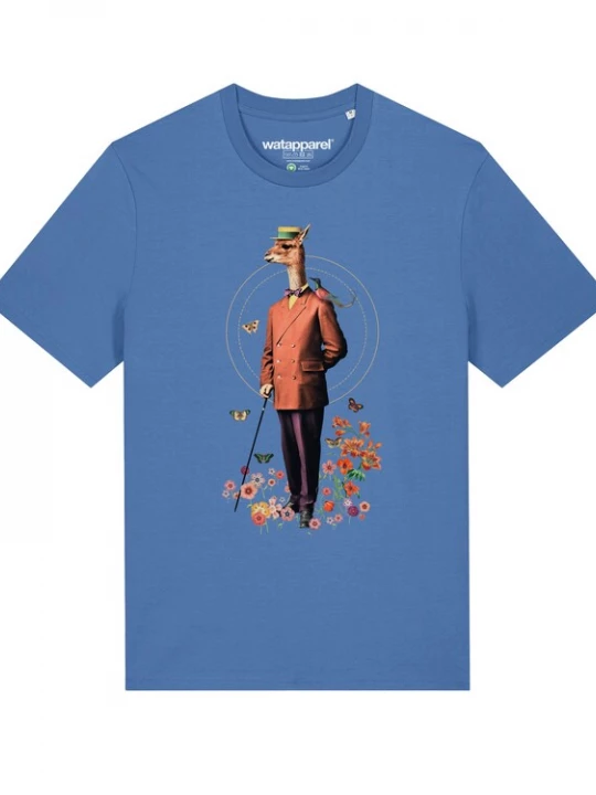 Foto van product Watapparel Shirt 'Fancy Llama' lichtblauw / geel / groen / bessen / oranje