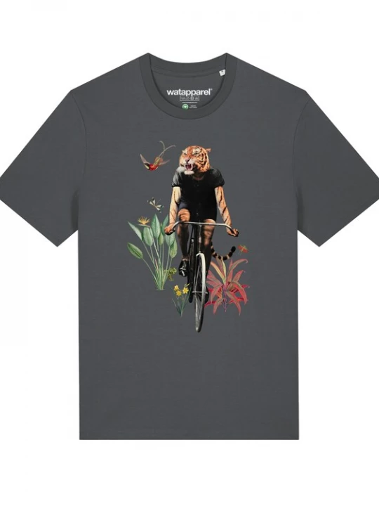 Foto van product Watapparel Shirt ' Fancy Tiger ' antraciet / gemengde kleuren
