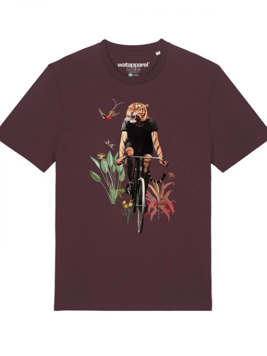 Foto van product Watapparel Shirt ' Fancy Tiger ' gemengde kleuren / karmijnrood