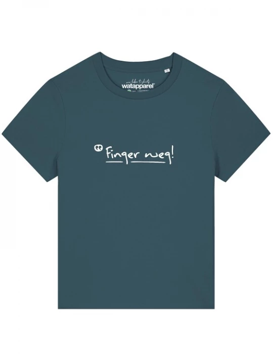 Foto van product Watapparel Shirt 'Finger Weg' petrol / wit