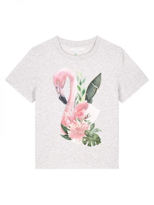 Foto van product Watapparel Shirt 'Flamingo mit Blumen' lichtgrijs / grijs gemêleerd / gemengde kleuren