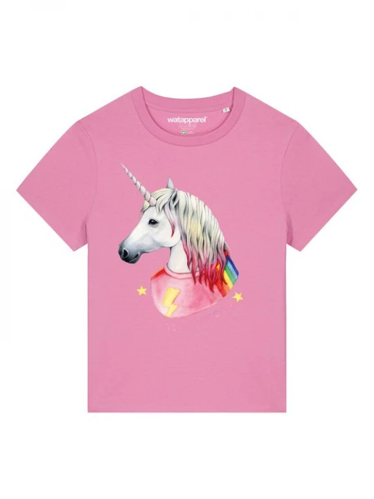 Foto van product Watapparel Shirt ' Flash, the unicorn ' gemengde kleuren / rosa