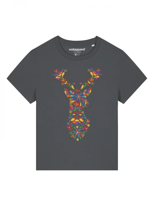 Foto van product Watapparel Shirt ' Floral Deer ' antraciet / gemengde kleuren