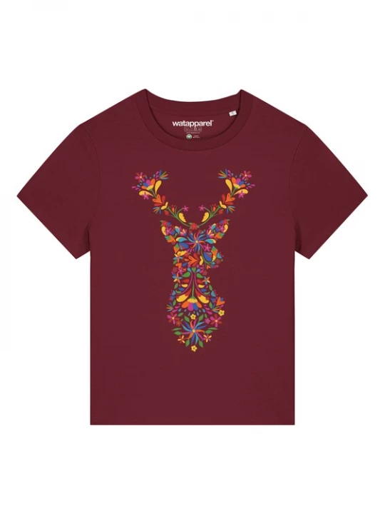 Foto van product Watapparel Shirt ' Floral Deer ' gemengde kleuren / bordeaux