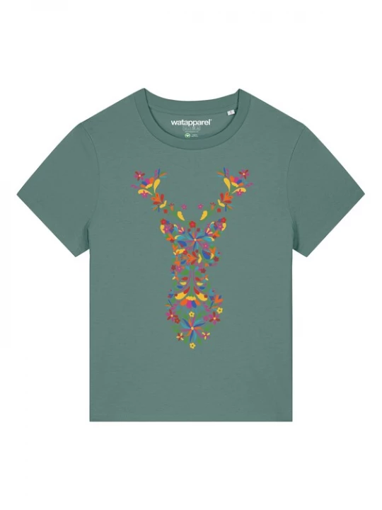 Foto van product Watapparel Shirt ' Floral Deer ' groen / gemengde kleuren