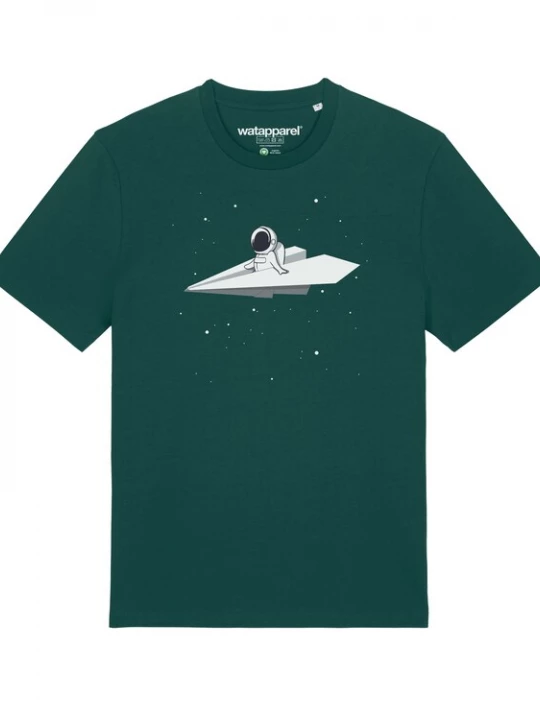 Foto van product Watapparel Shirt 'Fly me to the moon' donkergroen / wit