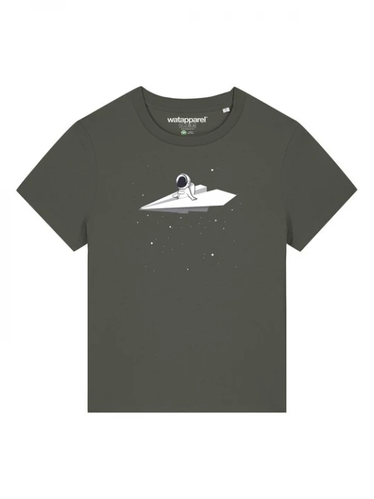 Foto van product Watapparel Shirt ' Fly me to the moon ' kaki / gemengde kleuren